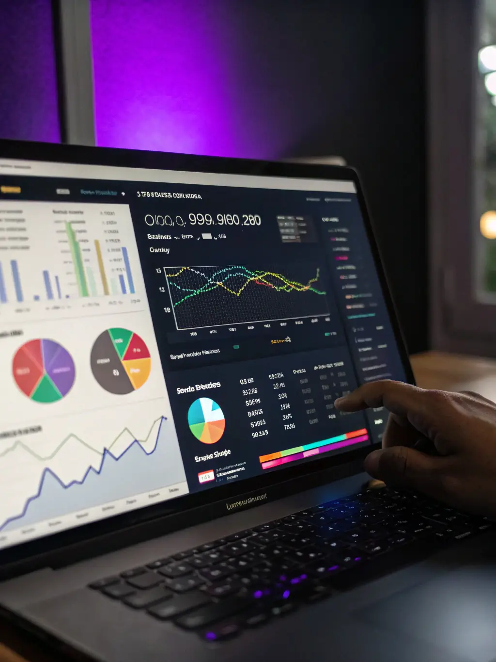 A dashboard displaying marketing analytics, with charts and graphs illustrating campaign performance and customer engagement metrics.