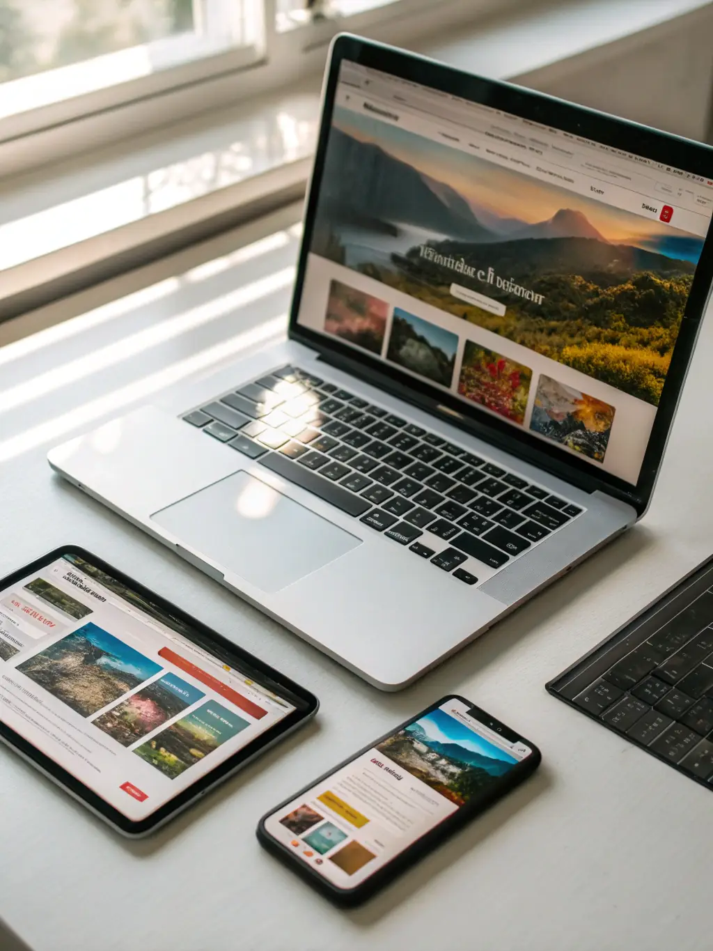 A modern, responsive website displayed on multiple devices, showcasing sleek design and intuitive navigation, representing YarkoLab's web design and development services.